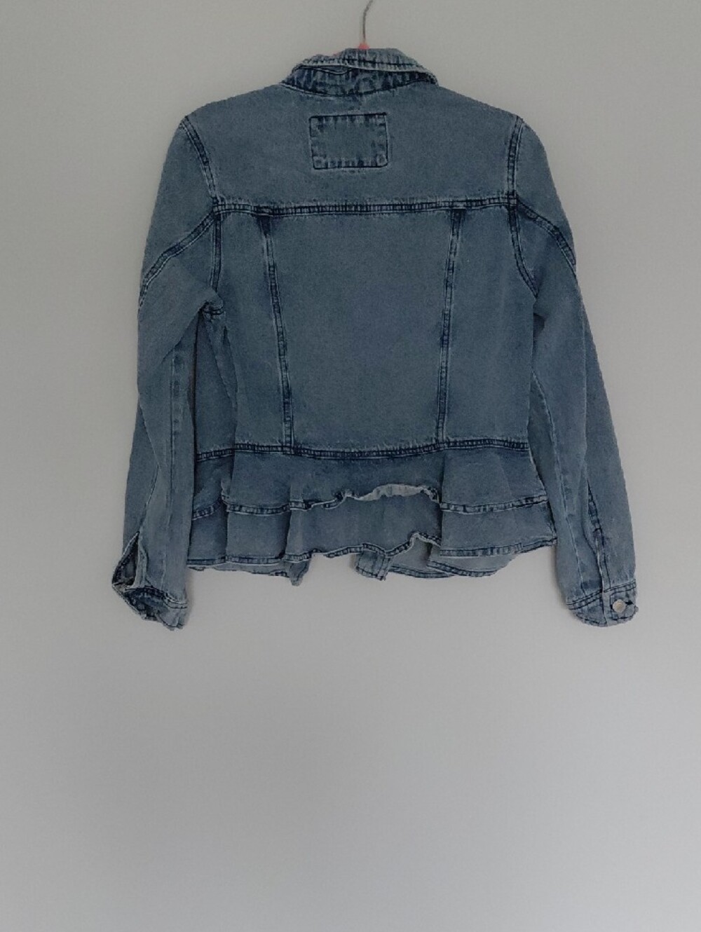 Ashley Vintage Charm Light Blue Denim Jacket with Ruffle Hem - Picture 5 of 5